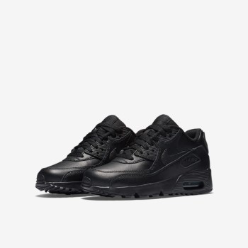 Nike Air Max 90 Leather - Nagyobb Gyerek Utcai Cipő - Fekete/Fekete